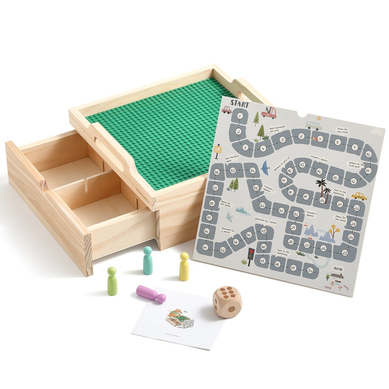 Nueva caja de almacenamiento de bloques de construcción pequeños portátiles portátiles de Amazon Juguetes educativos multifuncionales para niños Juguetes de ajedrez volador