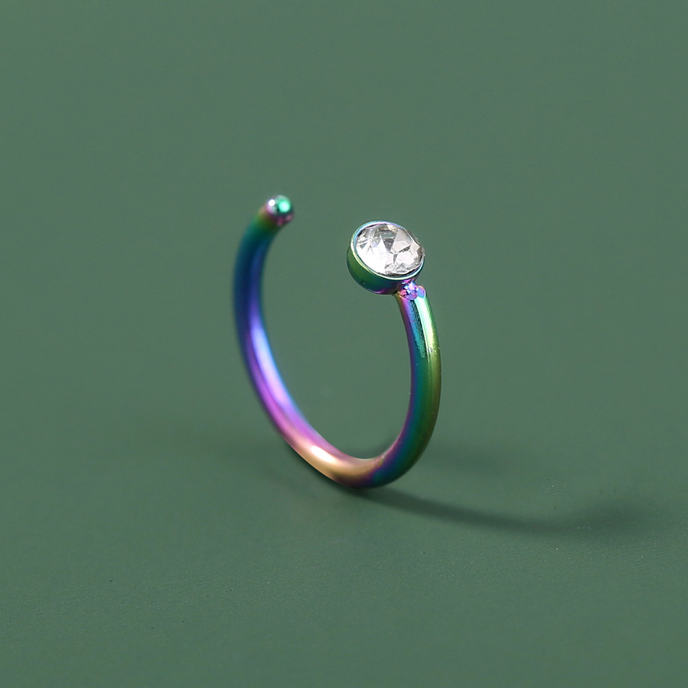 niche piercing C-shaped stainless steel rhinestone nose ring diamond nose nail jewelry