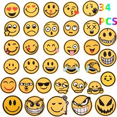 刺繡Emoji表情布貼服裝輔料裝飾貼花趣味補丁貼圓形可愛笑臉徽章