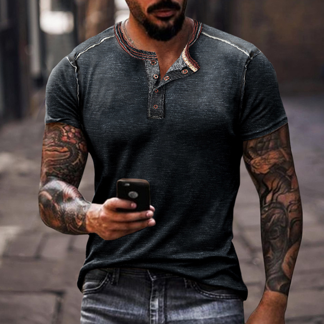 Nueva camiseta transfronteriza de manga larga con cuatro botones de Amazon Templar Impresión 3D Cross Legion imitación algodón pull rack manga larga T