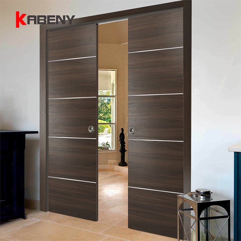 Modern Interior Simple Brown Pocket Hidden Wooden Sliding Door Sliding Door Sliding Rail Door Bedroom Bathroom And Office