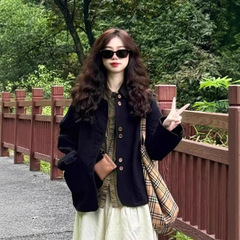 日系复古外套女春秋季新款休闲高级感小个子百搭宽松学生开衫夹克