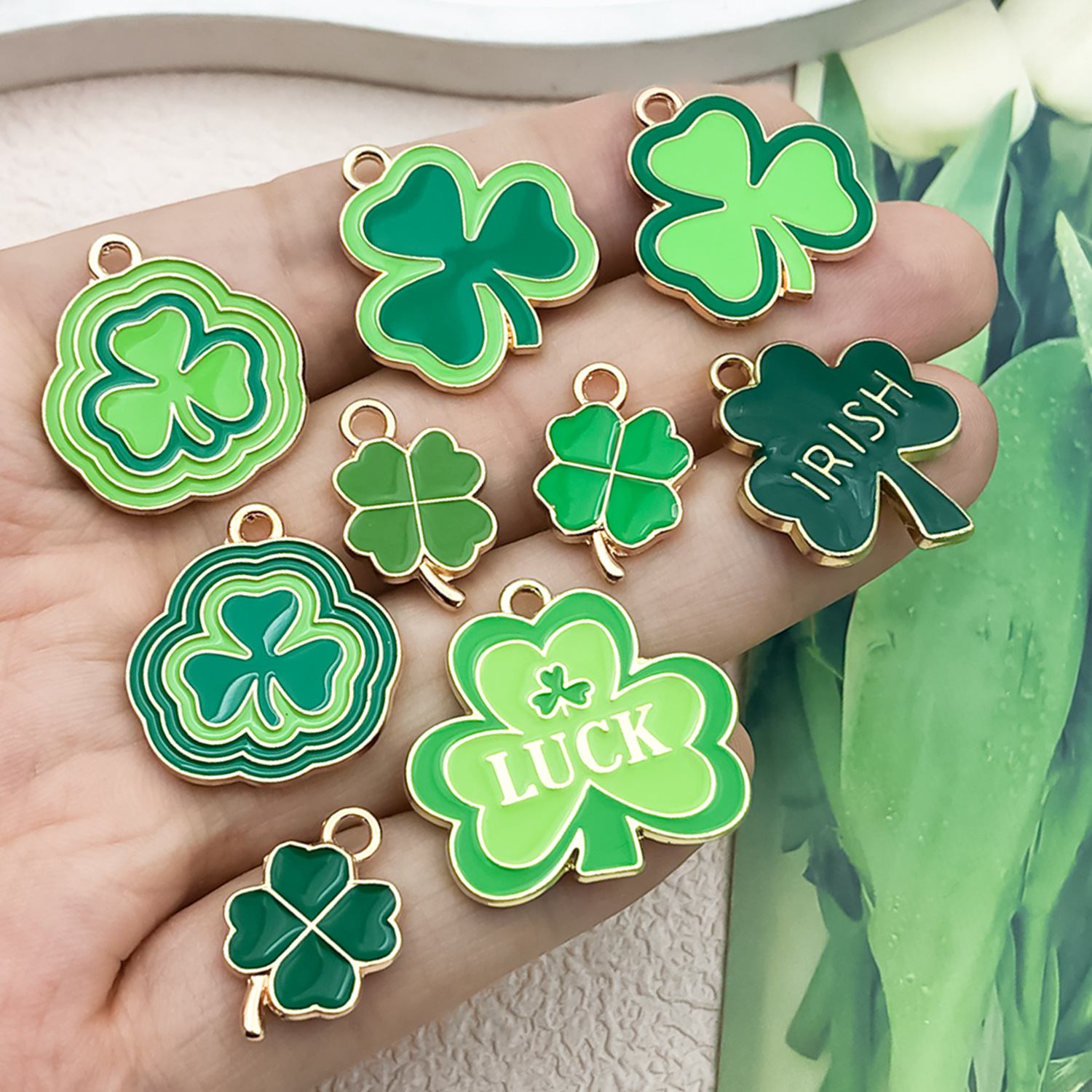 Irish clover DIY jewelry accessories, clover hats, Beer festival necklaces, pendants, keychains, small pendants pic 9