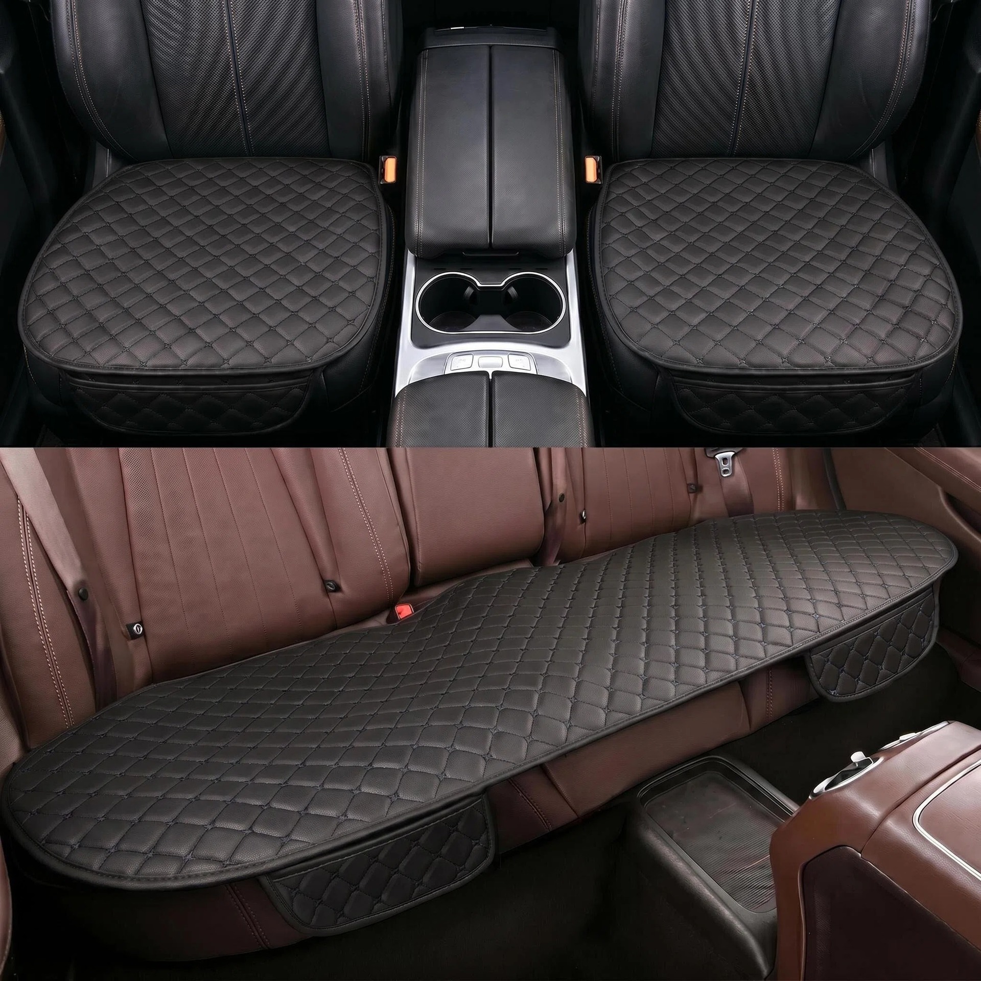 Cross-Border Amazon Best-Selling Foreign Trade Hot-Selling Car Quilted Embroidered Leather Seat Cushion Single Seat Three-Piece Set Universal Seat Cushion for All Seasons