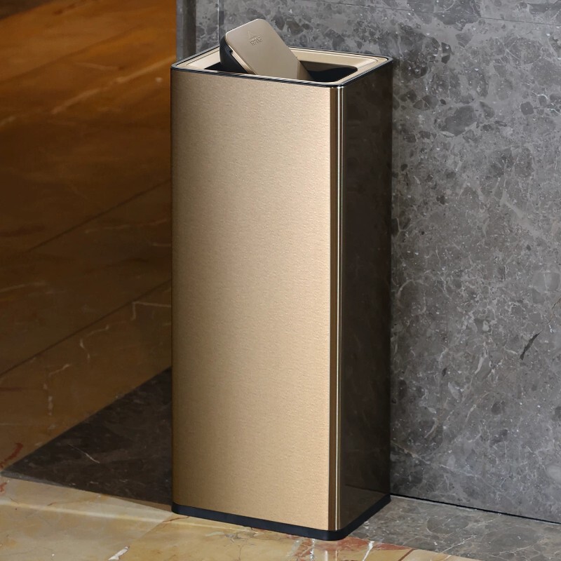 Stainless steel swing lid trash can for home kitchen, large capacity flip lid, commercial large size, suitable for living room and bathroom, with direct paper disposal Stainless steel swing lid trash can for home kitchen, large capacity flip lid, commercial large size, suitable for living room and bathroom, with direct paper disposal