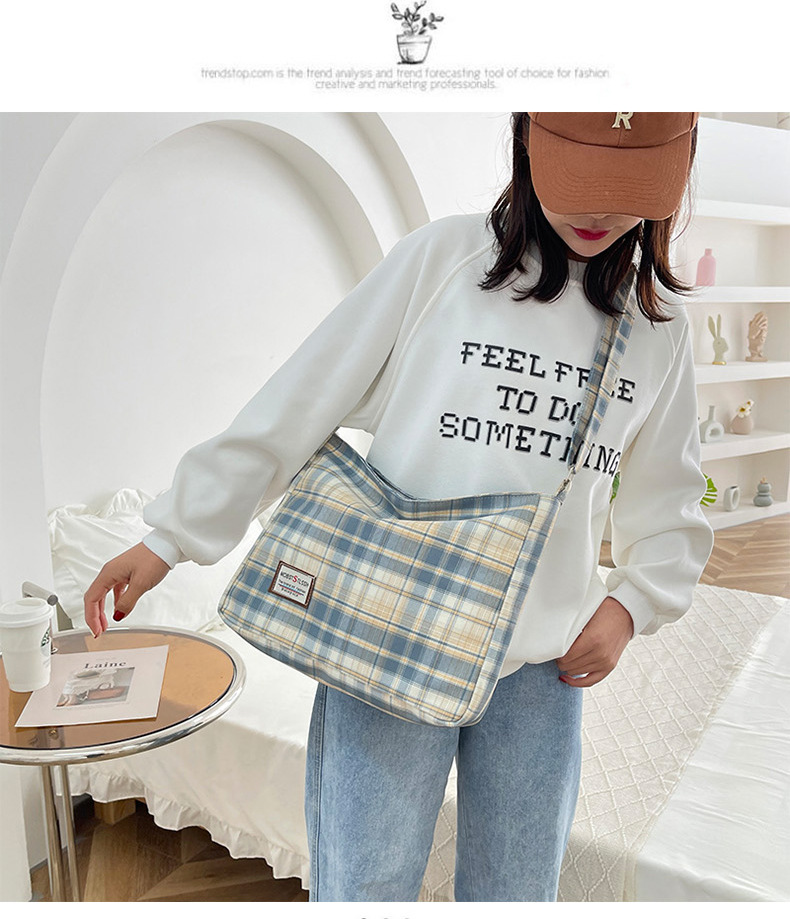 2022 New single-shoulder women's trendy checkered Korean style versatile crossbody bag for boys and girls, textbook bag undefined