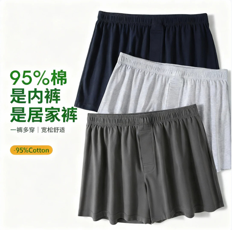 Large Size Men's Boxer Shorts, Pure Cotton, Loose Fit, Comfortable and Breathable Sleepwear, Men's Flat-Angle Briefs Large Size Men's Boxer Shorts, Pure Cotton, Loose Fit, Comfortable and Breathable Sleepwear, Men's Flat-Angle Briefs