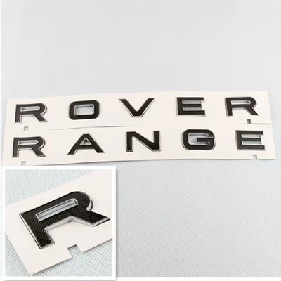 Car logo, letters RANGE ROVER, Aurora, Velar - standard-rangerover-silver-edge-black-grid