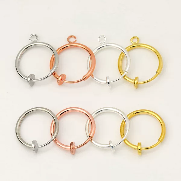 No ear hole spring ear clip DIY ear jewelry accessories students no ear hole earrings copper plated 18K real gold color retention batch
