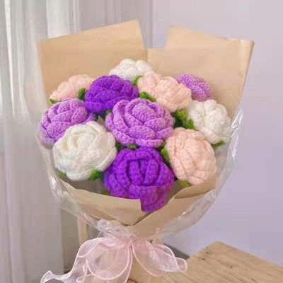 Wool weave Material Science tulips Carnation rose Bouquet of flowers Mother's Day Teacher's Day Valentine's Day gift