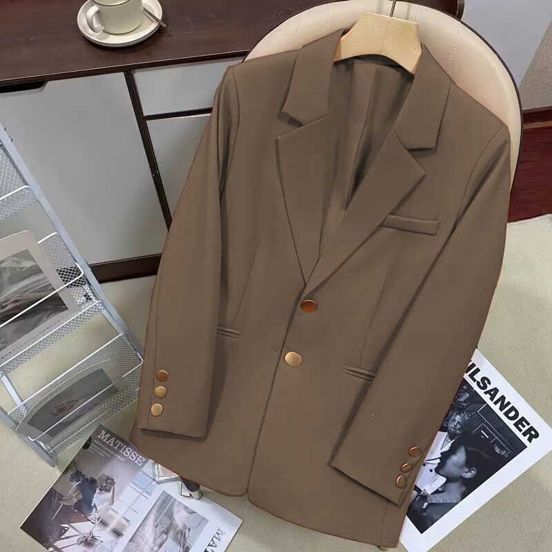 Autumn suit jacket for women, 2026 new Korean-style casual professional formal wear, elegant coffee-colored blazer