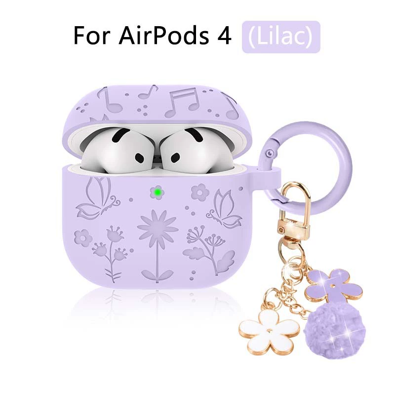 Совместимый с airpodspro3 защитный чехол 3D рельеф бабочка танец движение цветы и трава, чехол для наушников airpodspro3