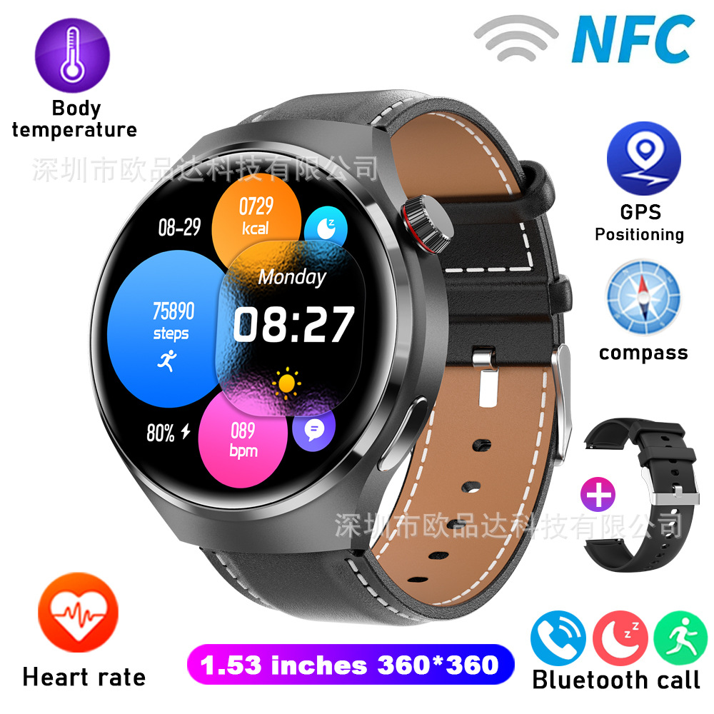 Reloj inteligente deportivo popular transfronterizo Gt4PRO con pantalla redonda, llamada Bluetooth, reloj inteligente deportivo resistente al agua, asistente de voz