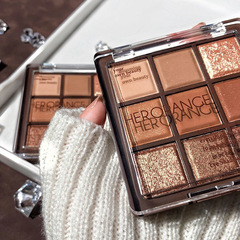 HERORANGE~ 9-Shade Chocolate Eyeshadow Palette: Pearl, Matte, Large Glitter, Fine Shimmer, and Crease Design—Perfect for Beginners, Affordable Price