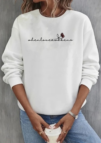 2025 European and American Women's Fun Long-Sleeve Loose Slogan Series Fashion Print Crew Neck Hoodie