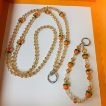 跨境夜光杮子手机链手工串珠钥匙包包挂链短款时尚高级感手机挂绳