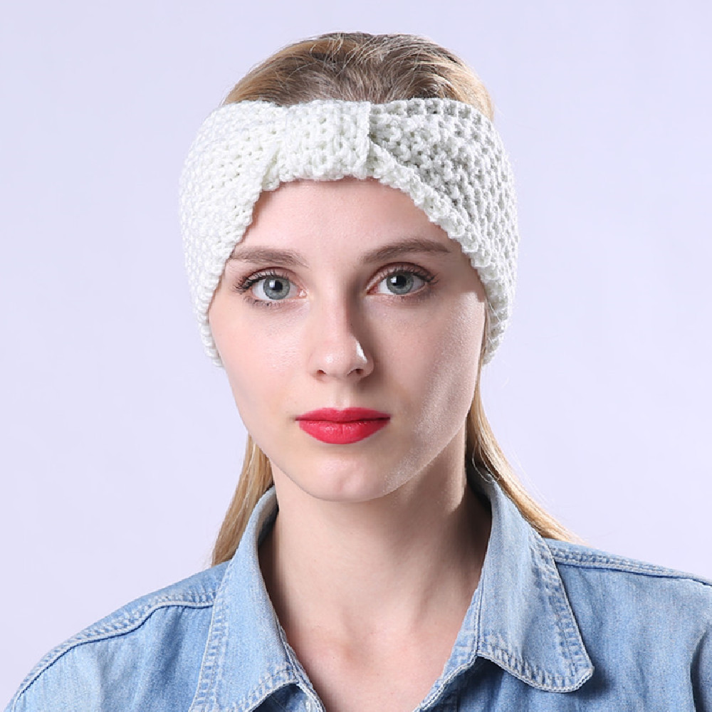 Fascia per maglione lavorata a maglia per accessori e fasce per capelli caldi con fiocco fatto a mano autunno inverno da donna_voghion.com