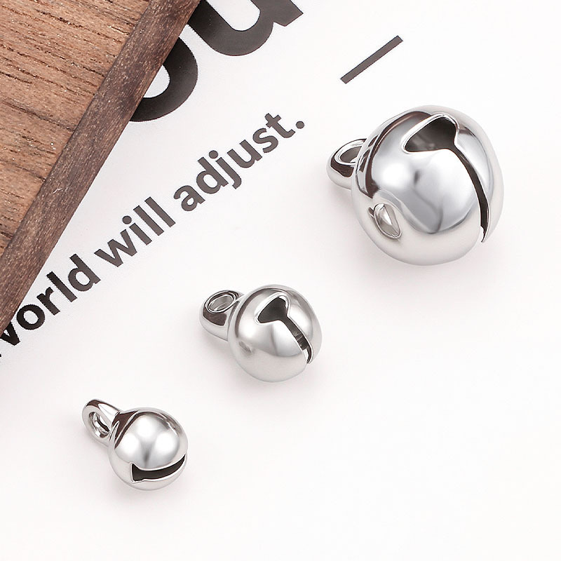 Stainless Steel Hollow Open Bell DIY Necklace Bracelet Accessories Small Pendant Wind Bell Christmas Pendant