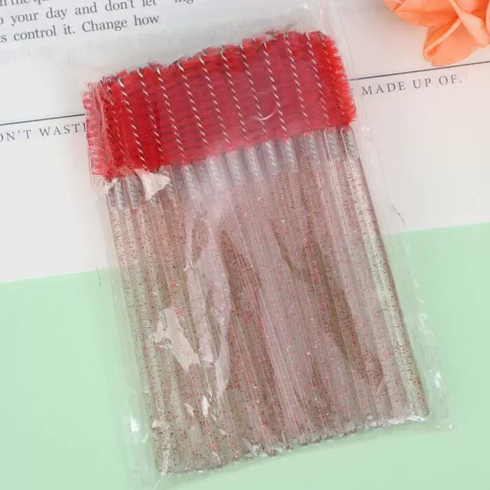 Eyelash Spoolie Brushes, Disposable Lash Brushes, Assorted Colors, Pack (50 pcs)