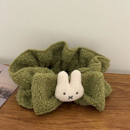 New Product Plaid Rabbit Plush Hair Band with Bow Hair Accessory Wide Edge Cute Style Face Washing Mask Hair Tie