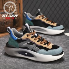 蜜蜂一狼旗舰店高级秋冬运动鞋跑步新款透气休闲男鞋老爹软底皮鞋