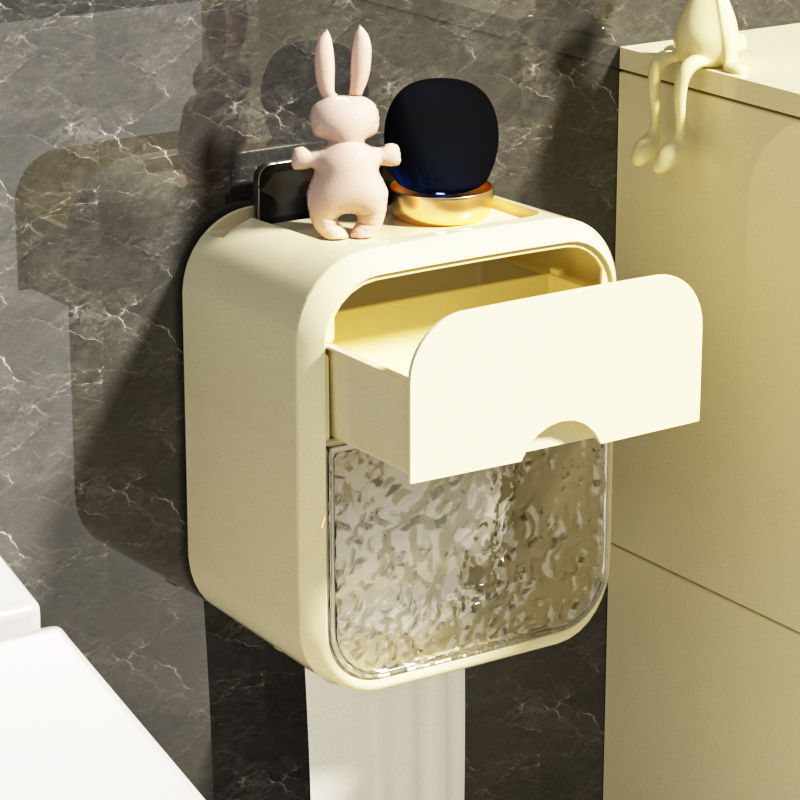 トイレットペーパーホルダー巻き紙箱穴なしトイレティッシュ箱トイレ防水壁掛け引き出し紙箱トイレットペーパー箱|undefined