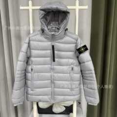 ST岛家连帽户外刺绣徽章袖标棉服面包服保暖纯色通勤亮面男女同款