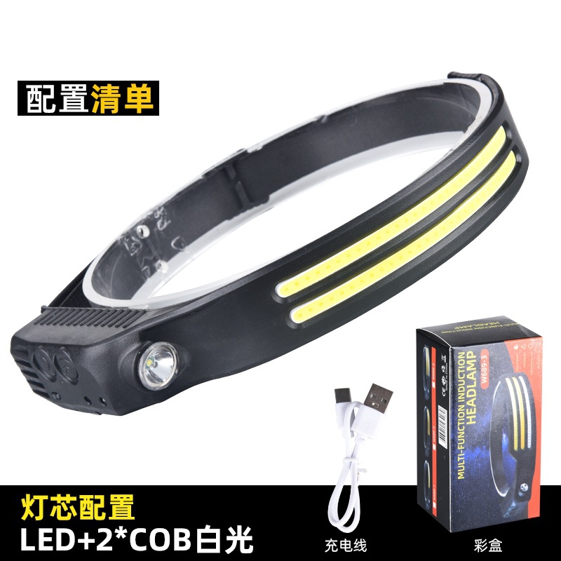 2023 onda transfronteriza inducción COB faro luz de conducción al aire libre USB carga noche luz fuerte luz Faro de silicona