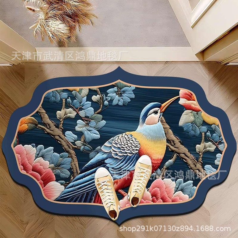 Chinese-Style Bathroom Entrance Door Mat Diatom Mud Household Bathroom Non-Slip Water-Absorbent Quick-Drying Foot Mat Can Be Labeled and Shipped
