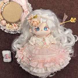 厂家实拍20cm棉花娃娃发 柔软丝白色长卷发玩偶公仔装扮假发头套