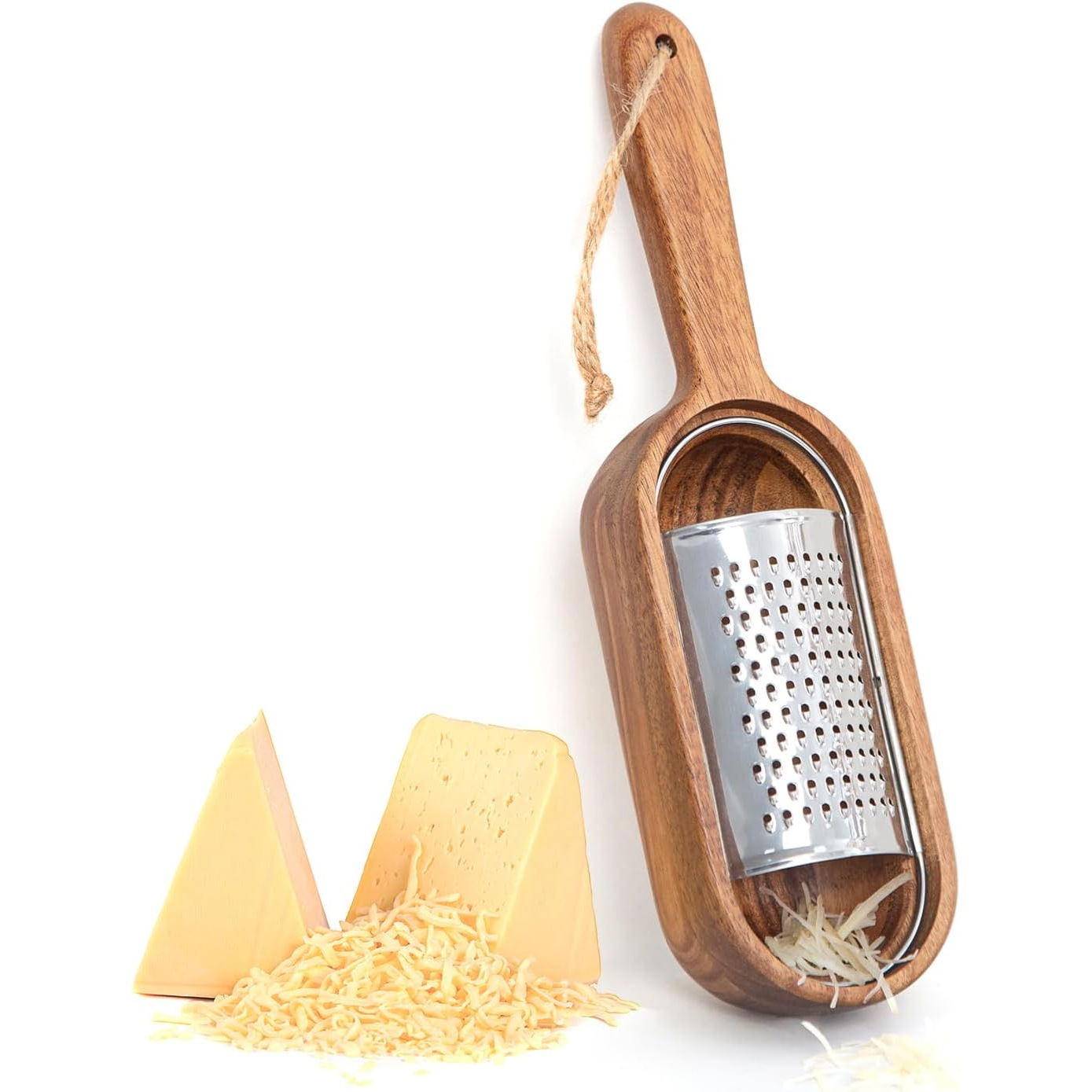 Rallador de queso de acero inoxidable herramientas de cocina queso mango de madera rallador de acero inoxidable