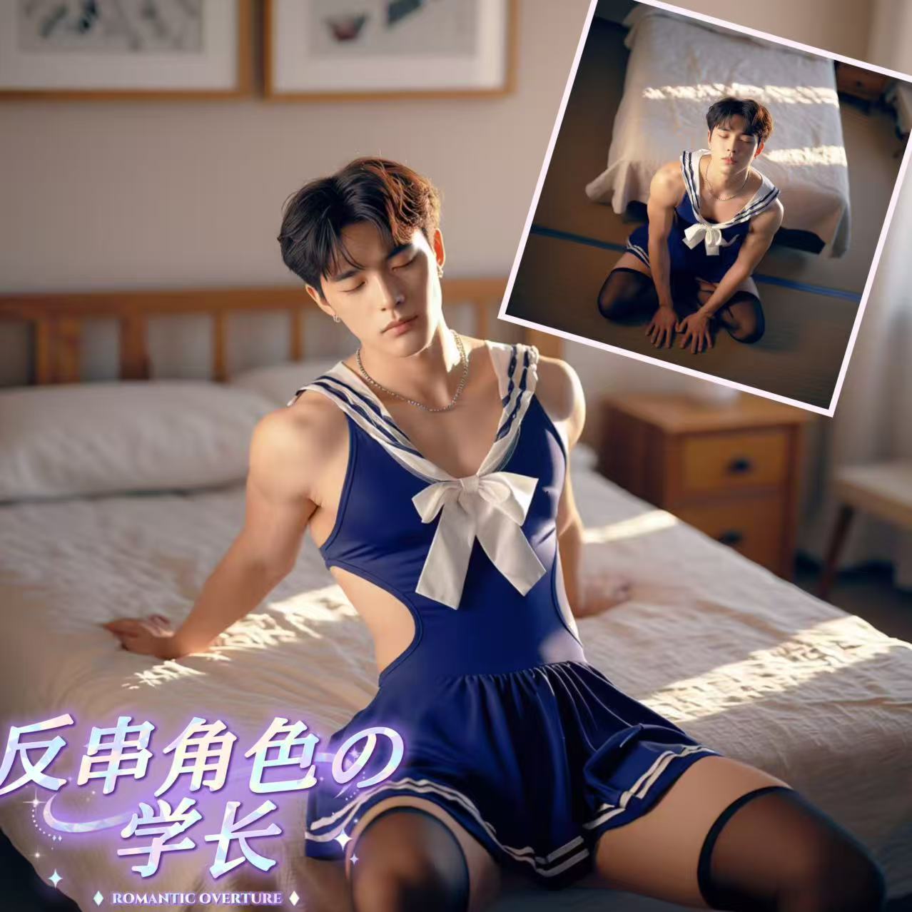 Plus Size Sexy Intimates Pure Desire Suit Senior Role Play Preppy Style Miniskirt Men's Transvestite Jk Uniform