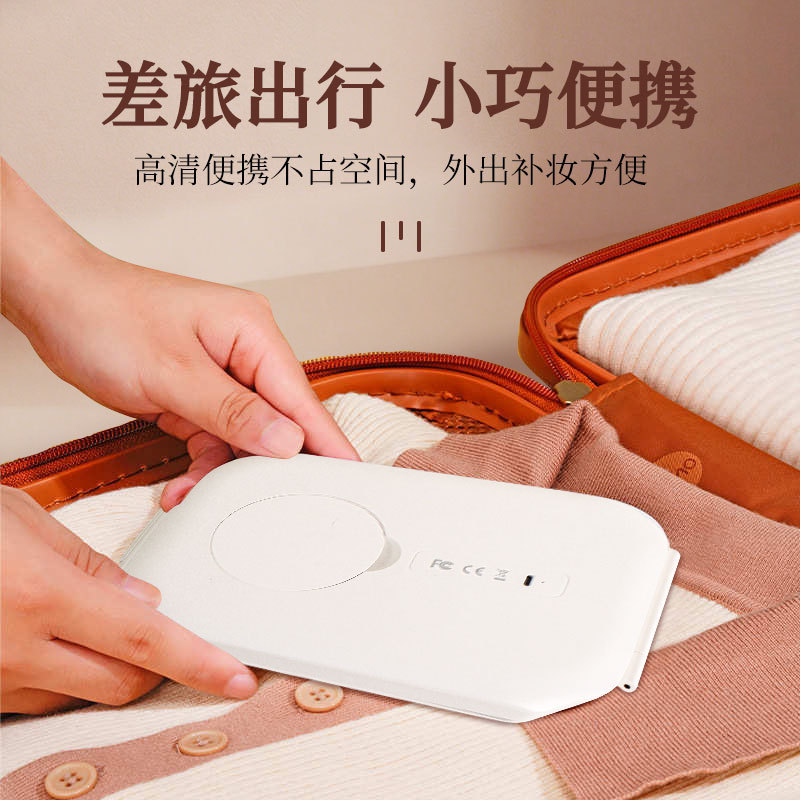智能化妆镜LED化妆镜带灯翻盖便携折叠镜卧室触摸轻薄补妆镜厂家|undefined