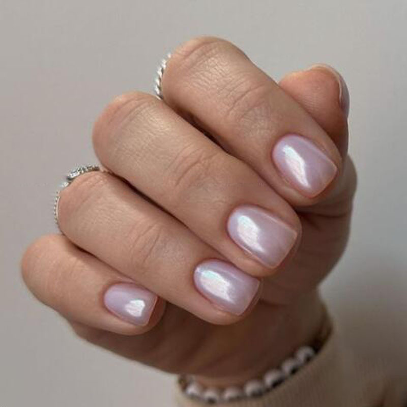 Solid color short light pink wear nail finished fake nail nail nail patch nail patch waterproof removable nail patch