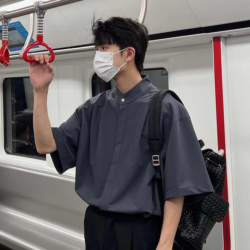 Verano sin planchar nuevos hombres chinos guapos camisa de manga corta para hombres tops de todo fósforo de marca de moda city boy camisa casual