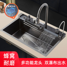 厨房洗菜盆304不锈钢水槽洗碗槽大单槽家用纳米洗菜池一体槽