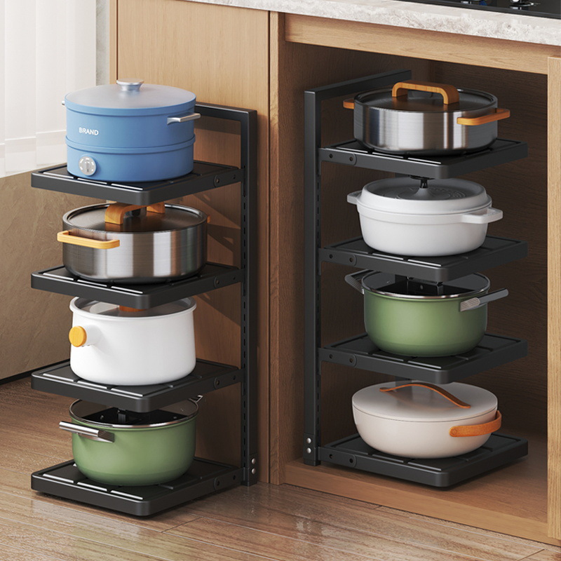 Kitchen Storage Rack Household Multi-Layer Pot Storage Rack Multifunctional Floor-Standing Lower Sink Cabinet Layered Pot Rack