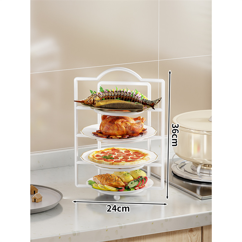 흰색 4단 반찬 (층 높이 7.5cm, 18cm 이내 접시에 적용 가능)