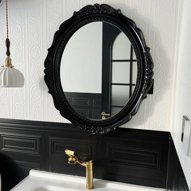 French-Style Bathroom Mirror Oval Wall-Mounted Home Bathroom Smart Makeup Mirror Internet-Famous Bedroom Vanity Mirror Wall-Mounted