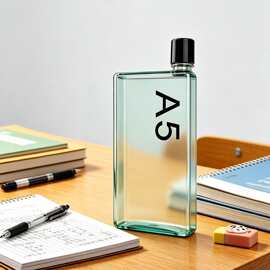 高颜值透明单层方形塑料水杯 A5 扁平水杯