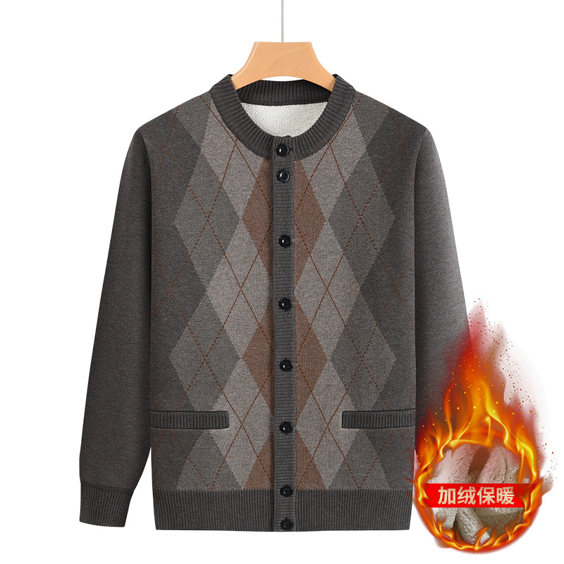 Source factory for middle-aged and elderly grandfathers' clothing, fleece-lined warm knitted sweaters, coats, and elderly fathers' clothing