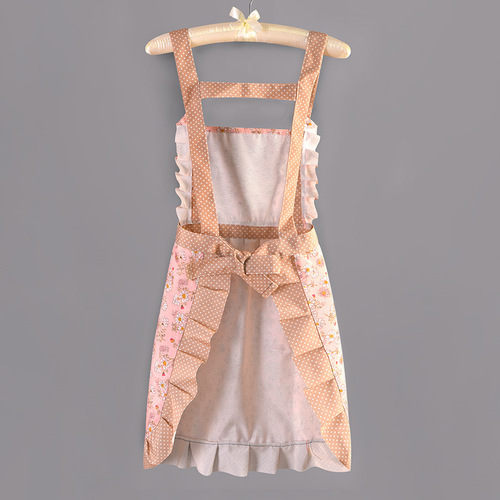  New Cotton Apron Home Use Canvas Thin Kitchen Stain-Proof Breathable Cute Gas Princess Dress Workwear