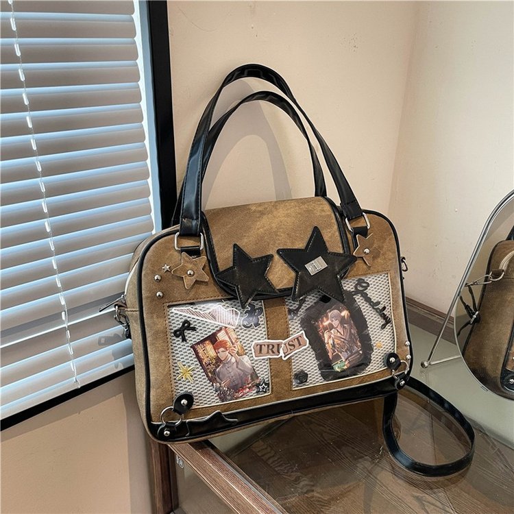 일본 2 차원 투명 5 점 별 통증 가방 매일 올 매치 어깨 크로스 바디 휴대용 학생 배낭