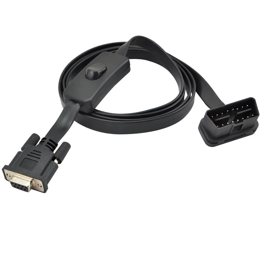 OBDII 16pin с головкой DB9pin RS232 материнский порт OBD2 плоский кабель адаптер с выключателем питания