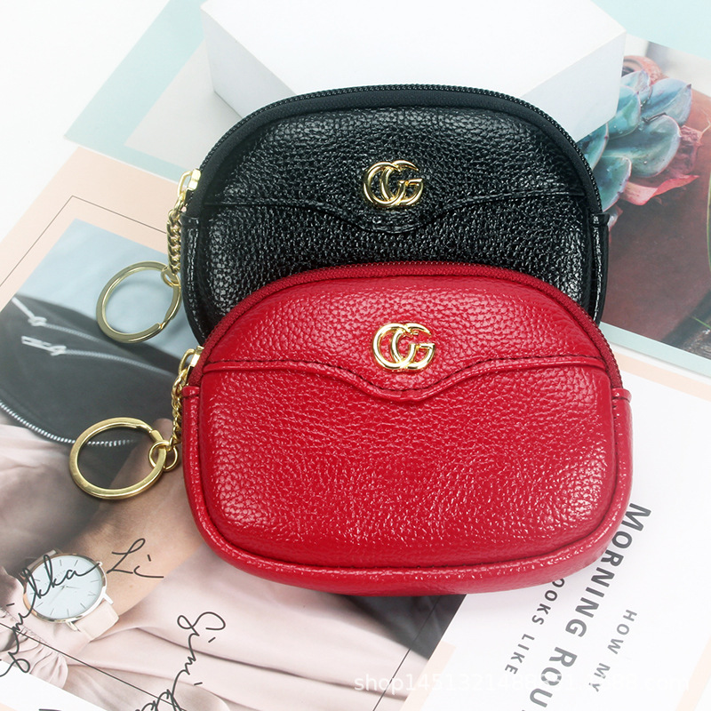 En stock al por mayor nuevo fresco dulce belleza monedero color sólido pu cuero Litchi patrón cartera de las mujeres pequeño bolso de la tarjeta de las mujeres