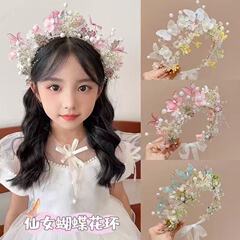 子供用ガーランドヘッドバンド、女の子用スーパーフェアリーパールフラワーヘッドバンド、小さな女の子用ヘアバンド、ヘアアクセサリー