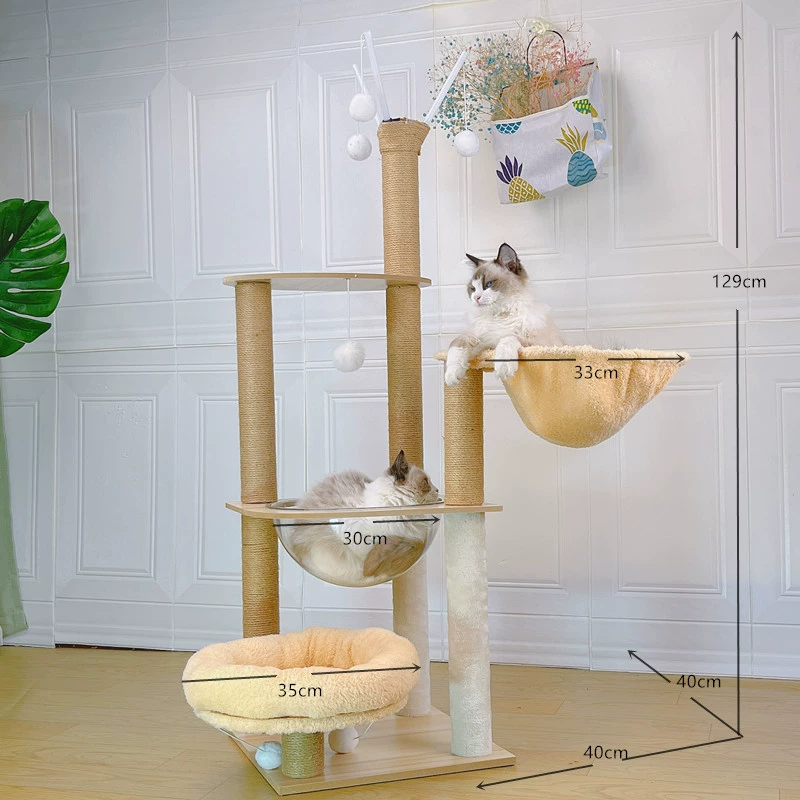 Cat climbing rack cat shelves cat nest Cat caught the upper and lower cat tree columns in the four seasons universal wear -resistant cat jumping platform cat house