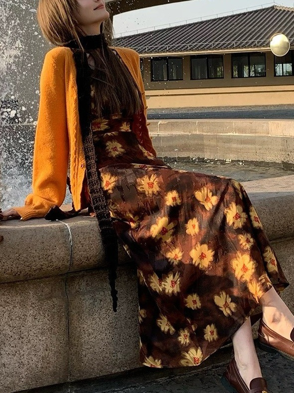 初雪夕暮/织风私语 V领毛针织开衫女修身显瘦外搭衣秋|undefined