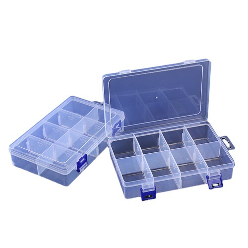 Detachable double-button large 8-compartment storage box hardware electronic components parts box separated transparent plastic storage box