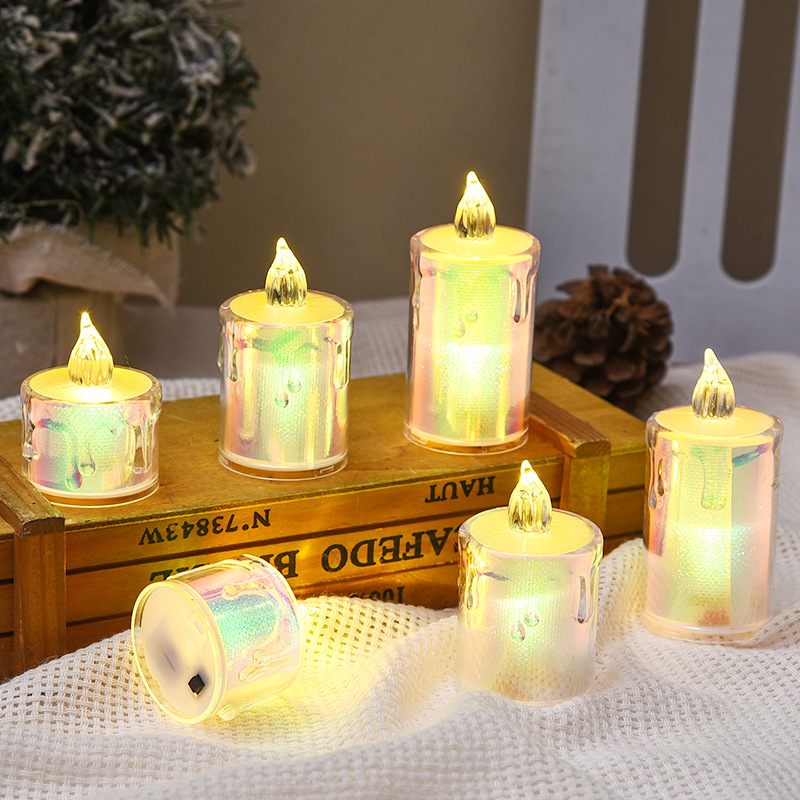 LED vela electrónica colorido transparente lágrima té cera romántica ins cumpleaños propuesta boda Navidad decoración linterna